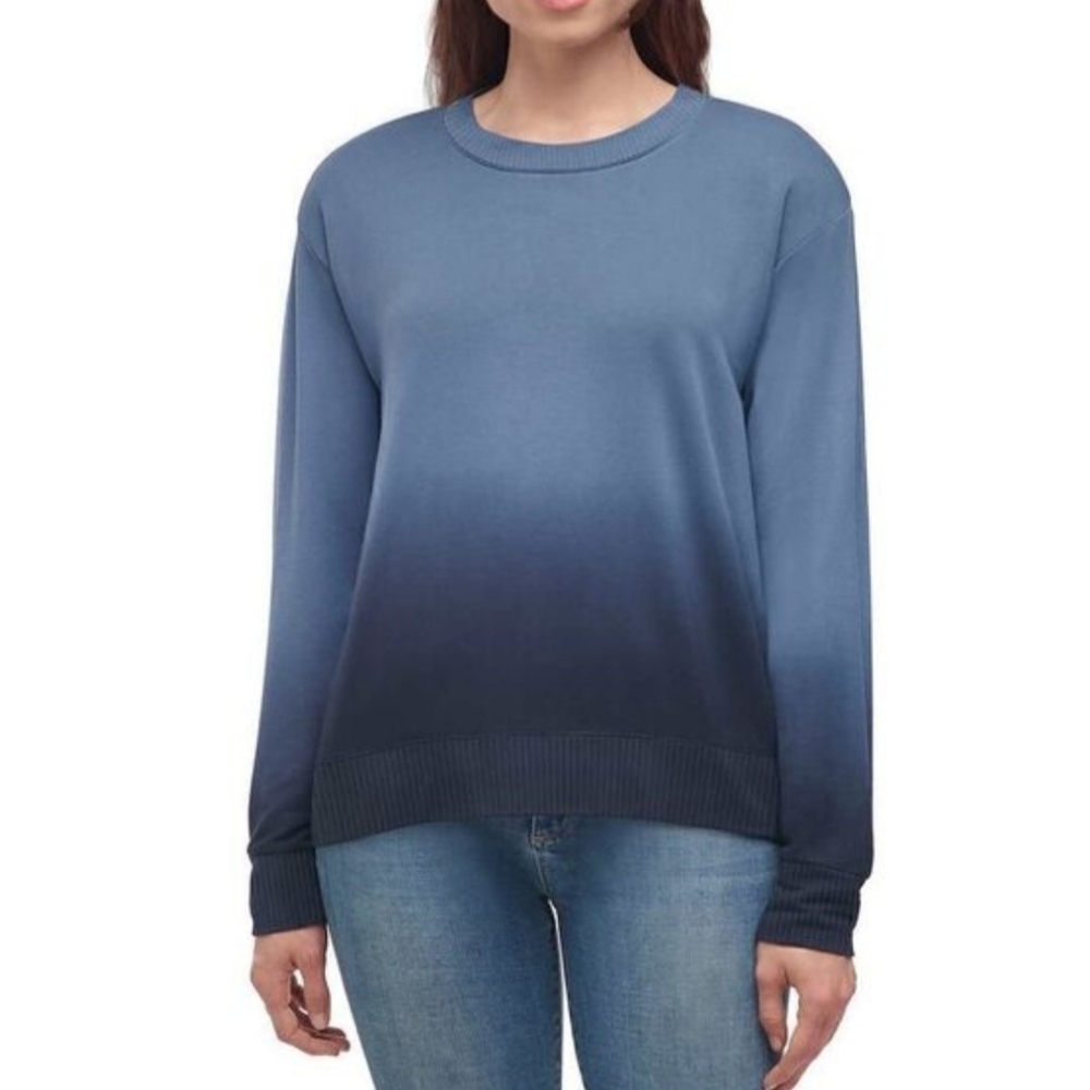 Splendid Women's Blue Ombre Dip Dye Sweatshirt Pullover Top Size Medium NEW